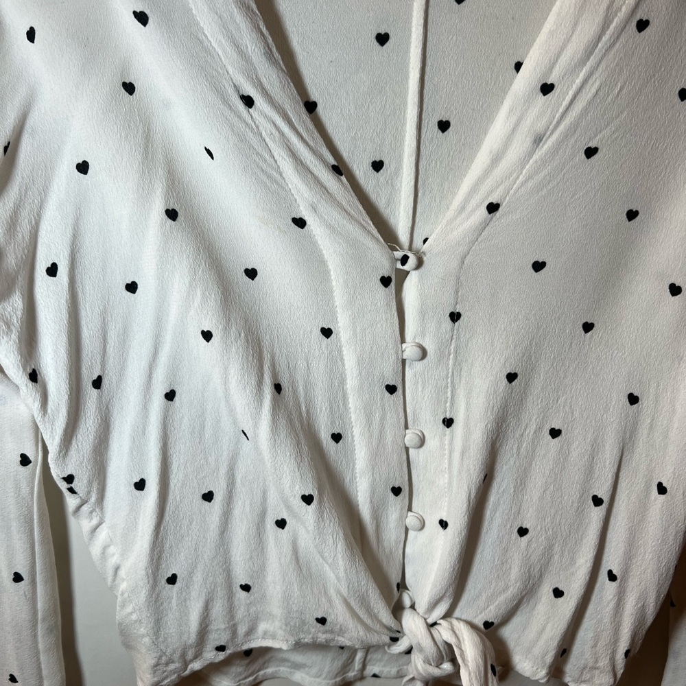 Rails Sloane Button Down, Heart Print, Ties At Wa… - image 6